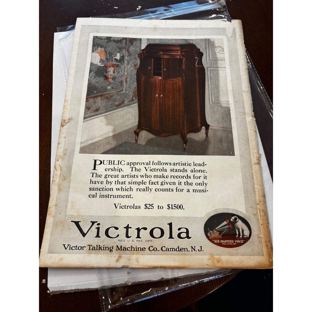 Vintage Print Ad Taylor Stoker Victrola Nipper Dog Industrial Antique Ephemera